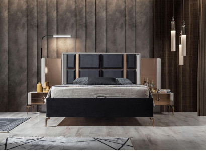  Perfekte Set Modern Bett und 2x Nachttische Luxus Neu in Schlafzimmer